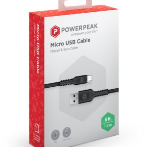 Powerpeak 10ft braided micro usb cable
